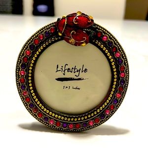 Stunning vintage jeweled ladybug 4” picture frame